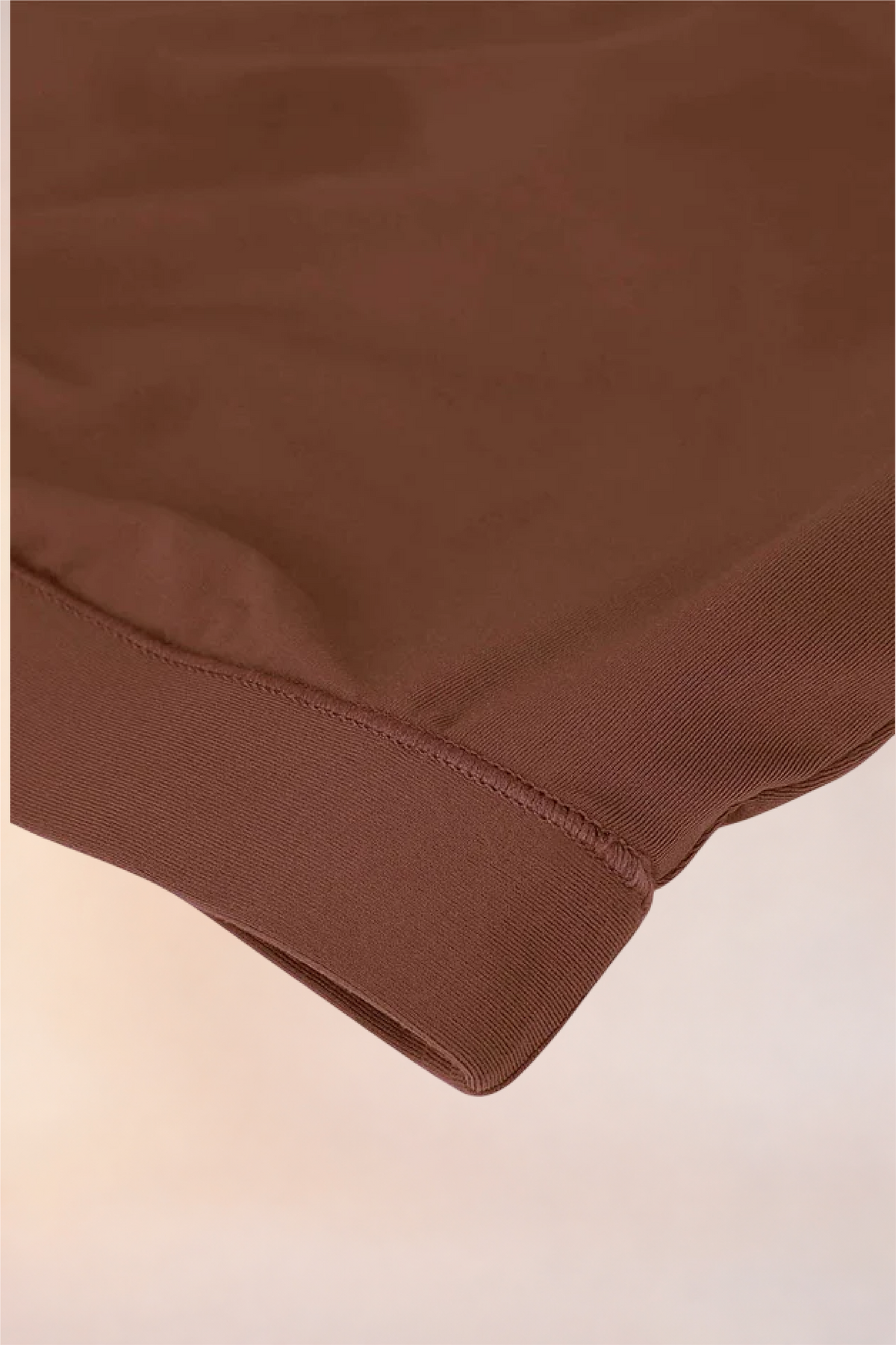 Close-up of the ribbed underband on the Skinzform Doux Bralette in Cacao