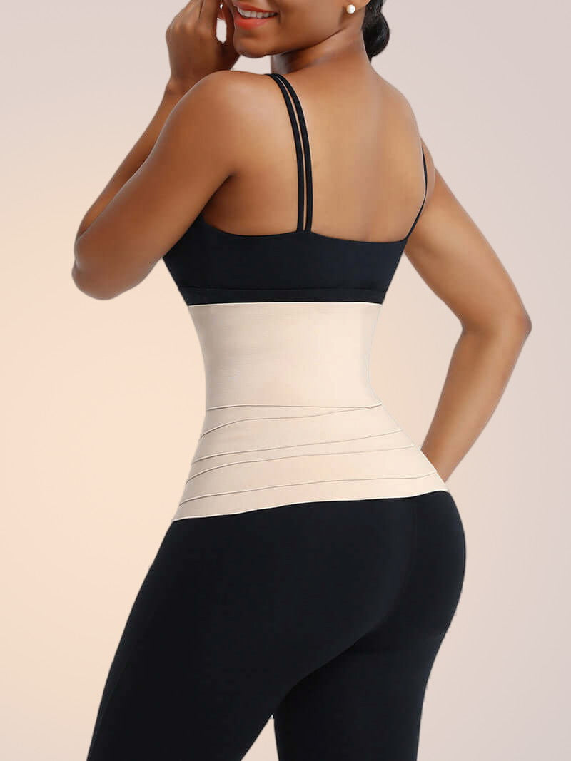 Skinzform Latex Wrap in Nude, back view on the model