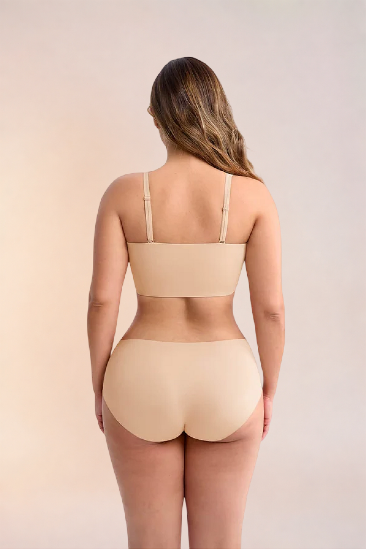 Skinzform Libre Bandeau in Nude worn with matching briefs, back view