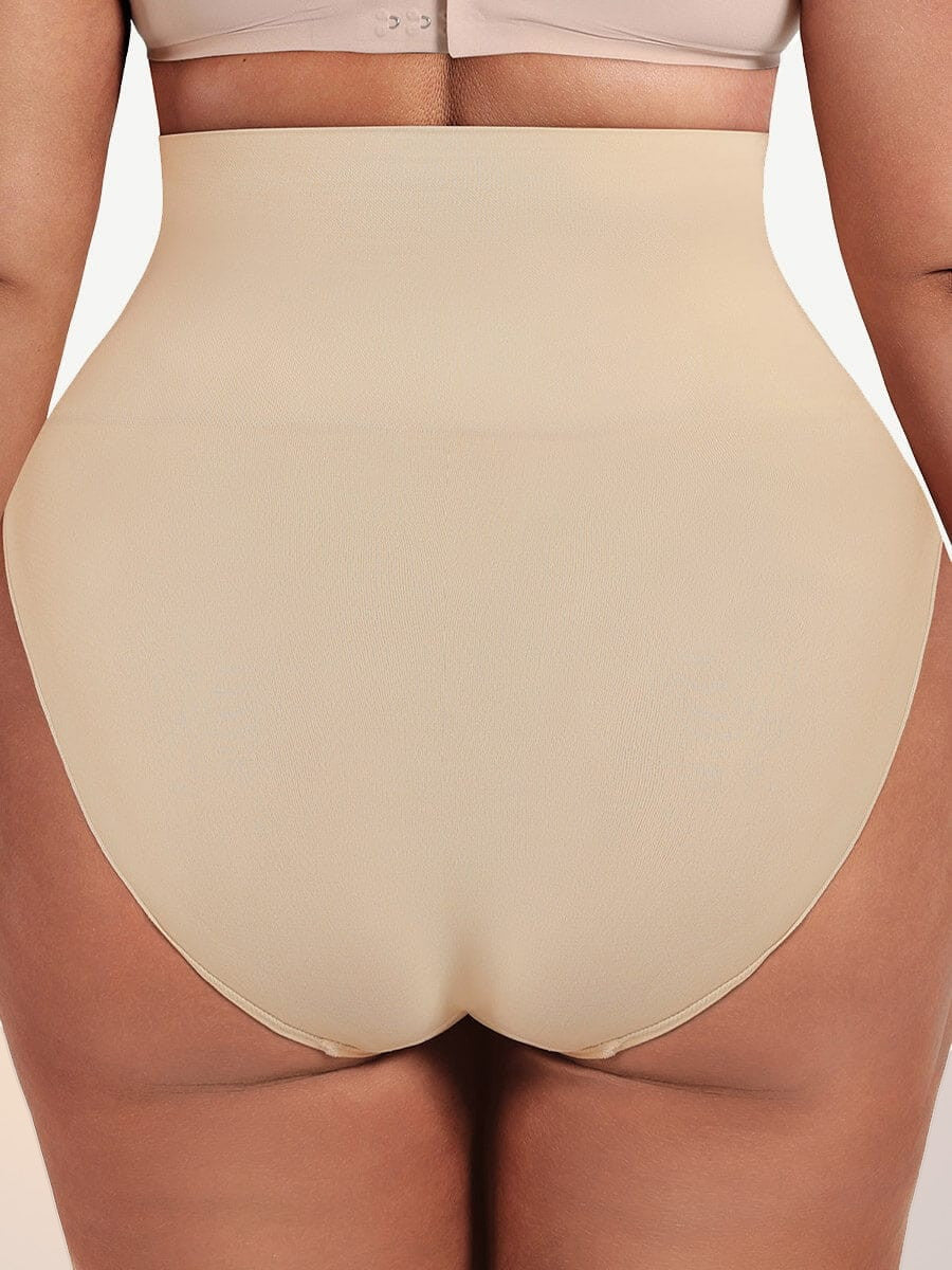 Skinzform High-Waist Brief in Nude, back view - full-coverage seamless rear