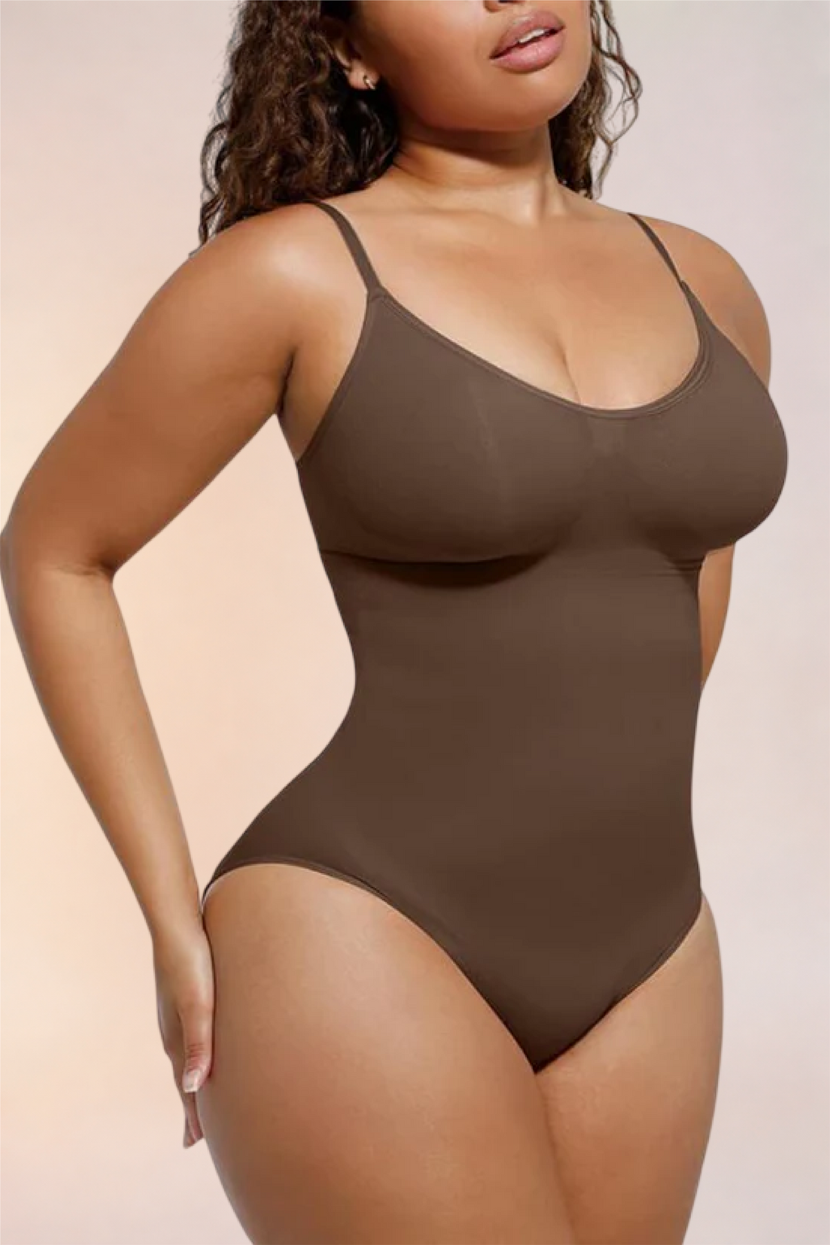 Skinzform Core Brief in Cacao - angled front view on the model