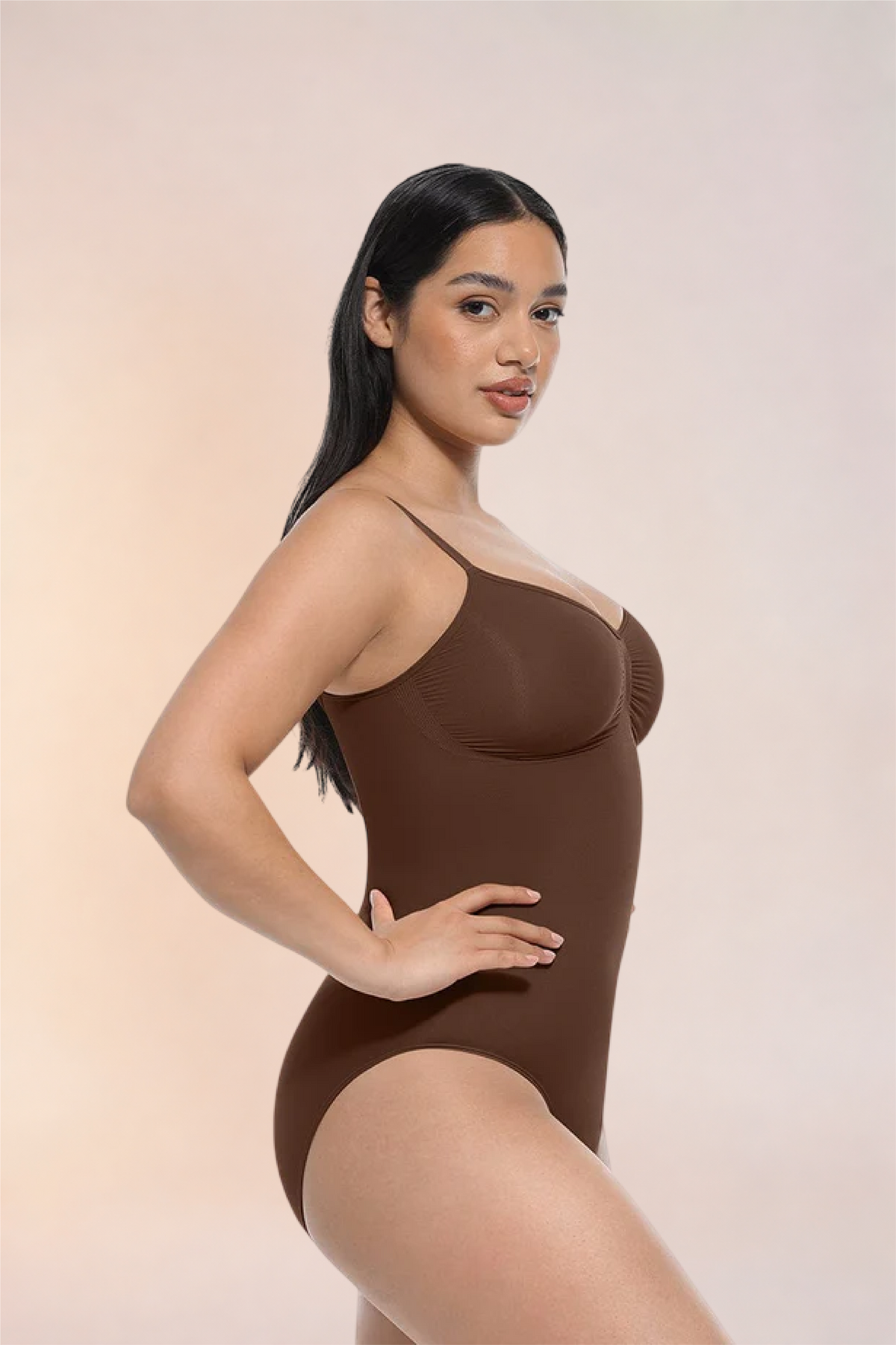 Skinzform Core Brief in Cacao - side view over the hip and thigh