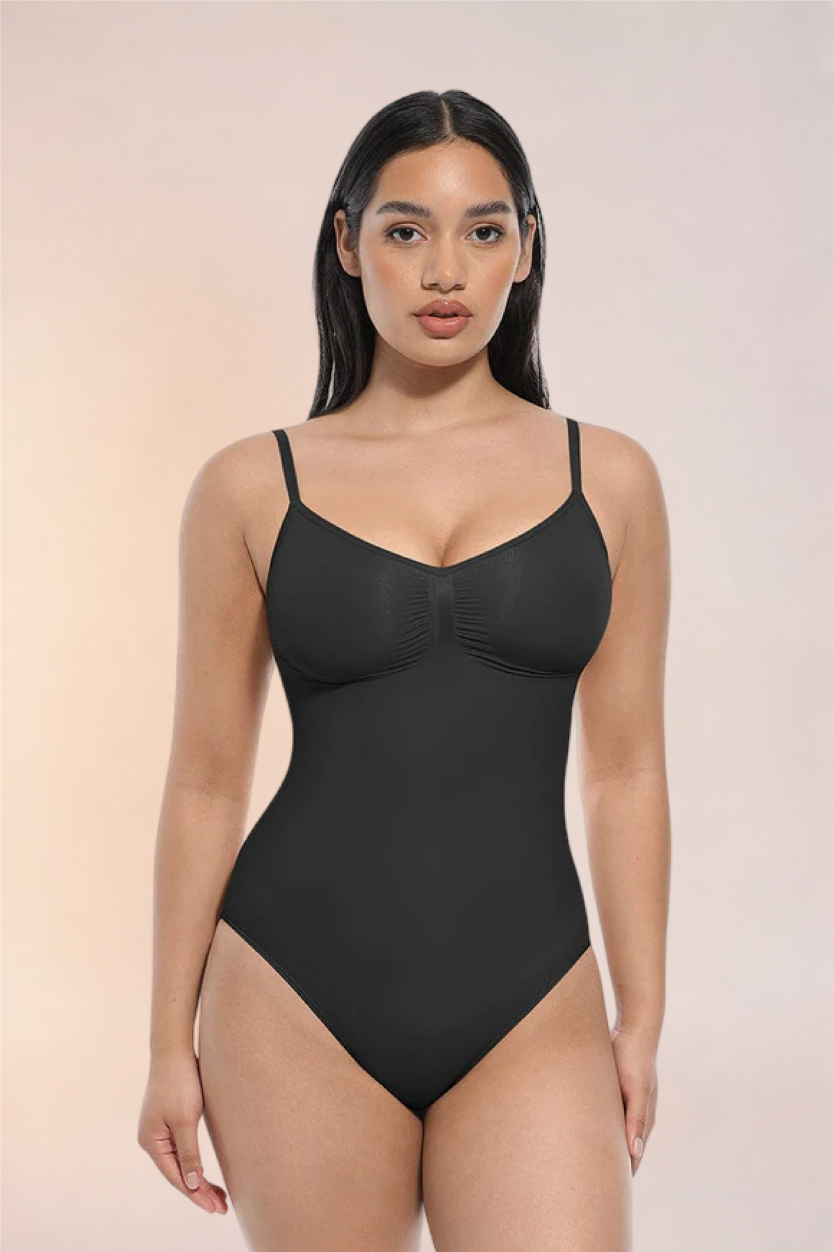 Skinzform Core Brief in Noir - full front view on the model