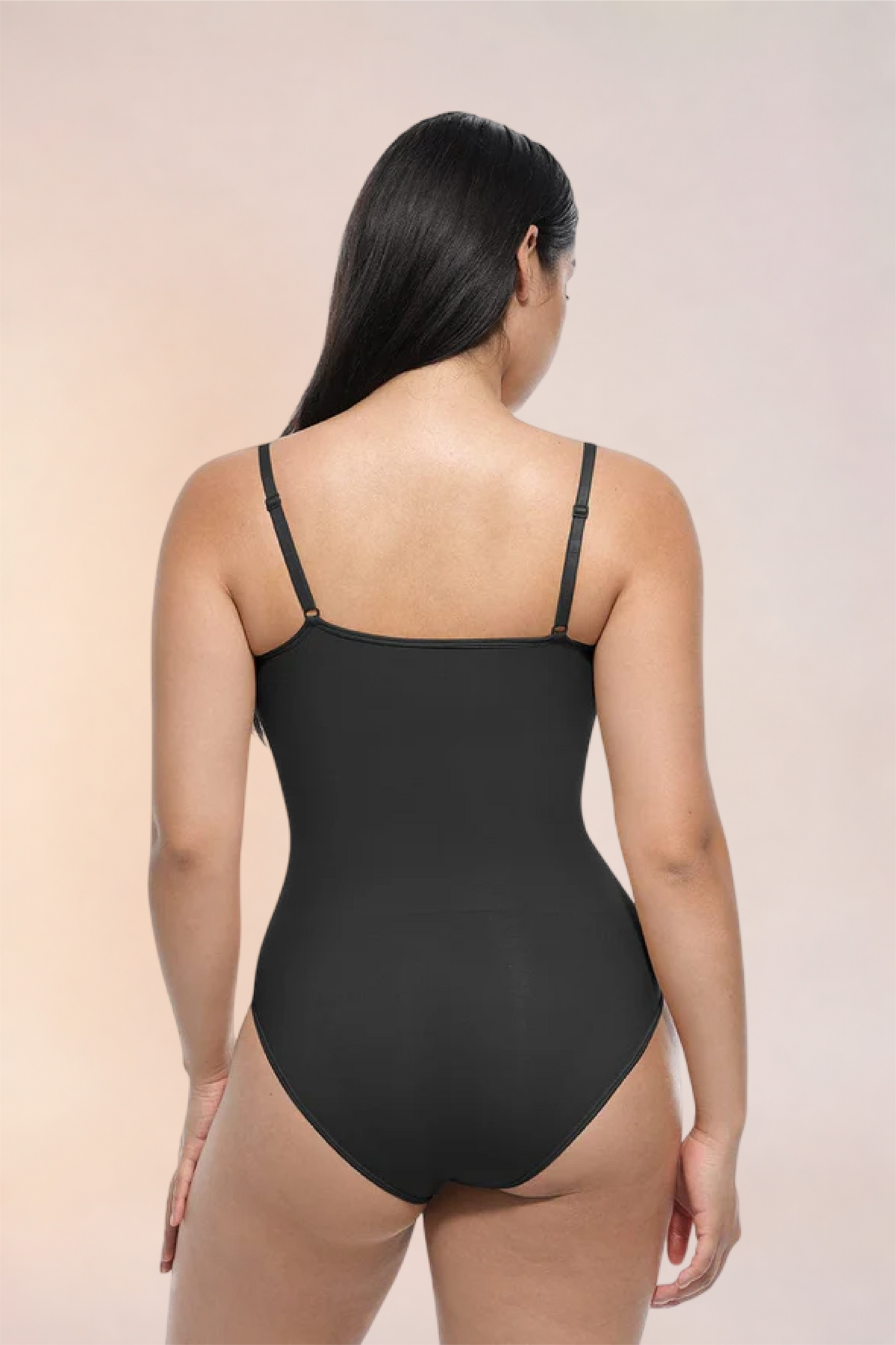 Skinzform Core Brief in Noir, back view - thong cut and adjustable straps