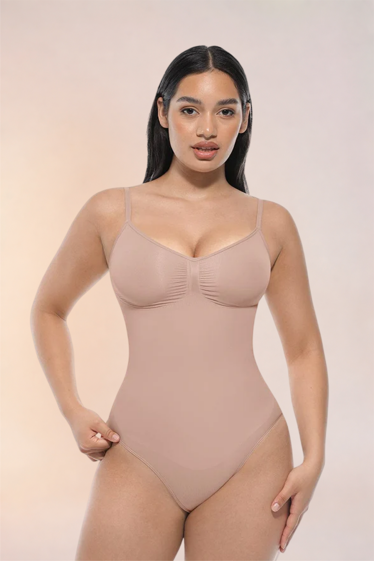 Skinzform Core Brief in Nude - full front view on the model