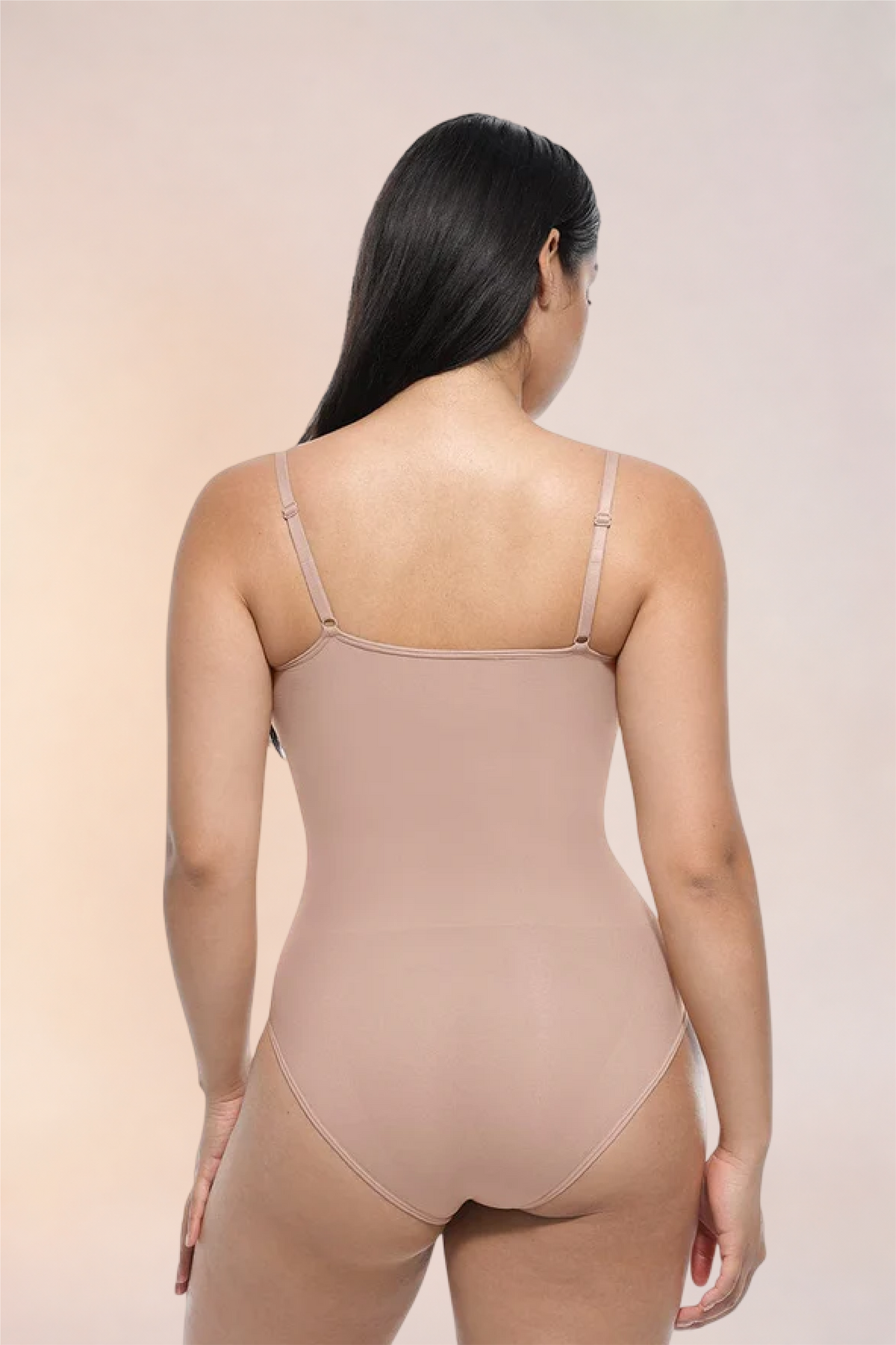 Skinzform Core Brief in Nude, back view - thong cut and adjustable straps