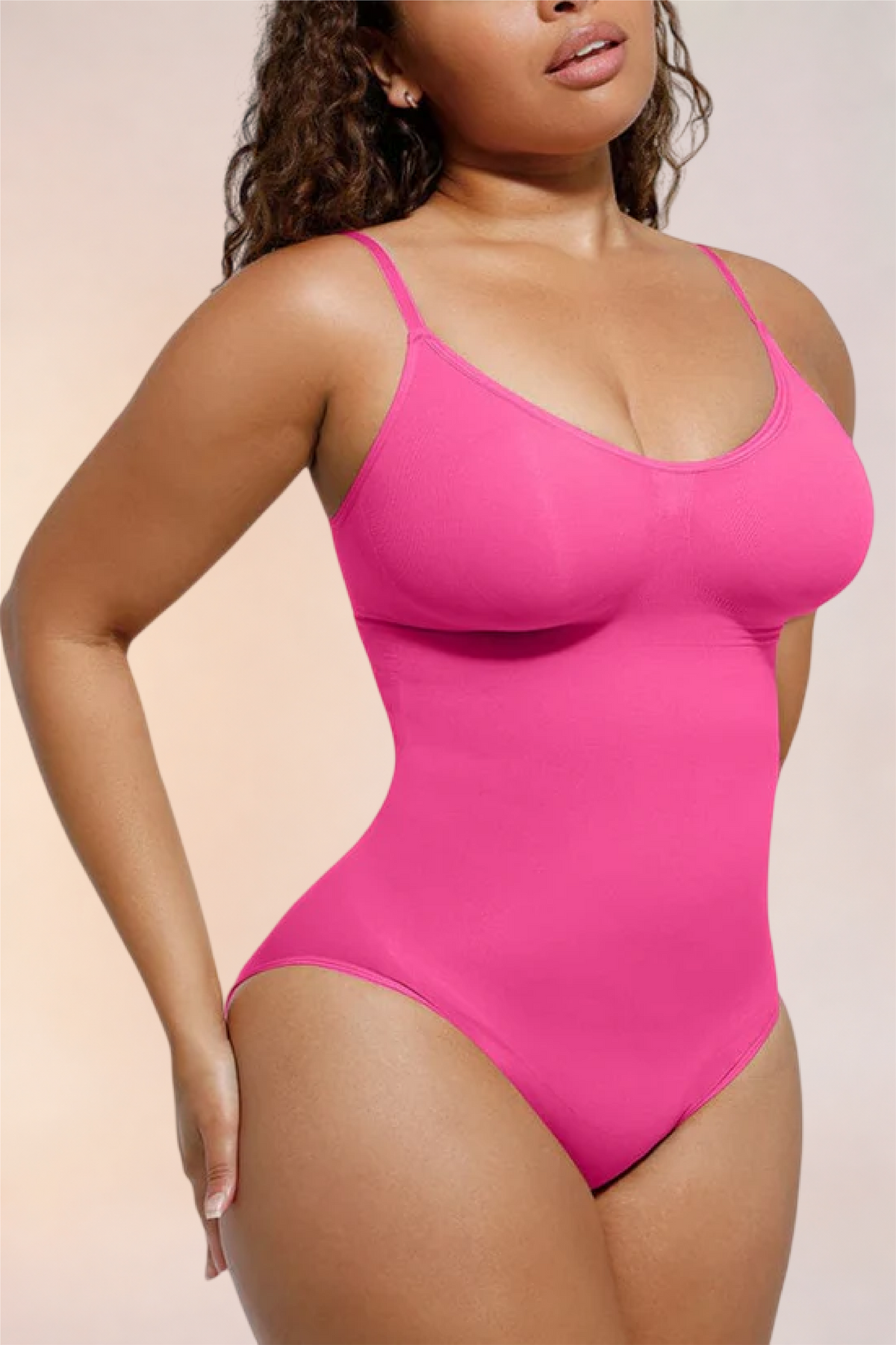 Skinzform Core Brief in Rose - angled front view on the model