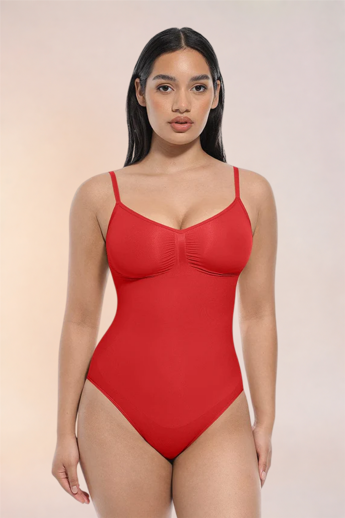 Skinzform Core Brief in Rouge - full front view on the model
