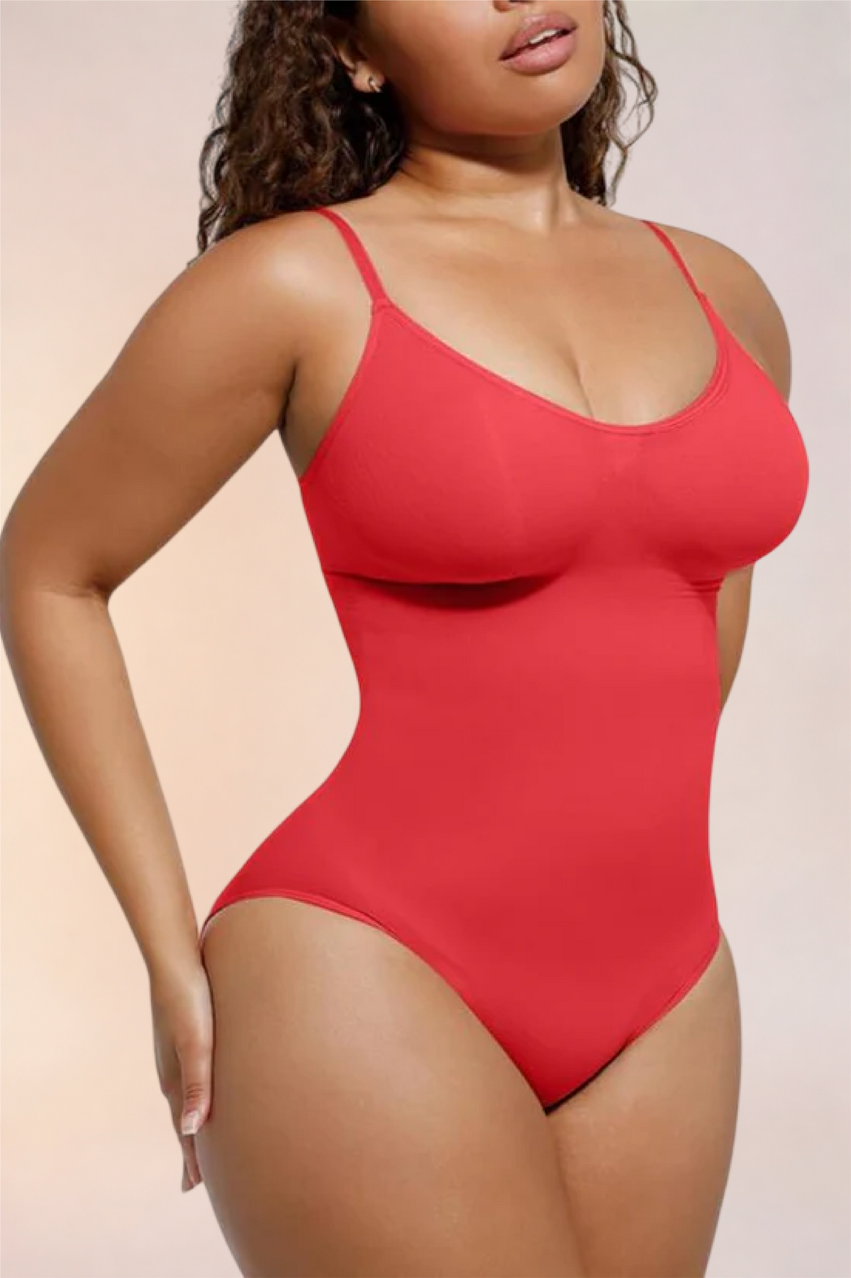 Skinzform Core Brief in Rouge - angled front view on the model