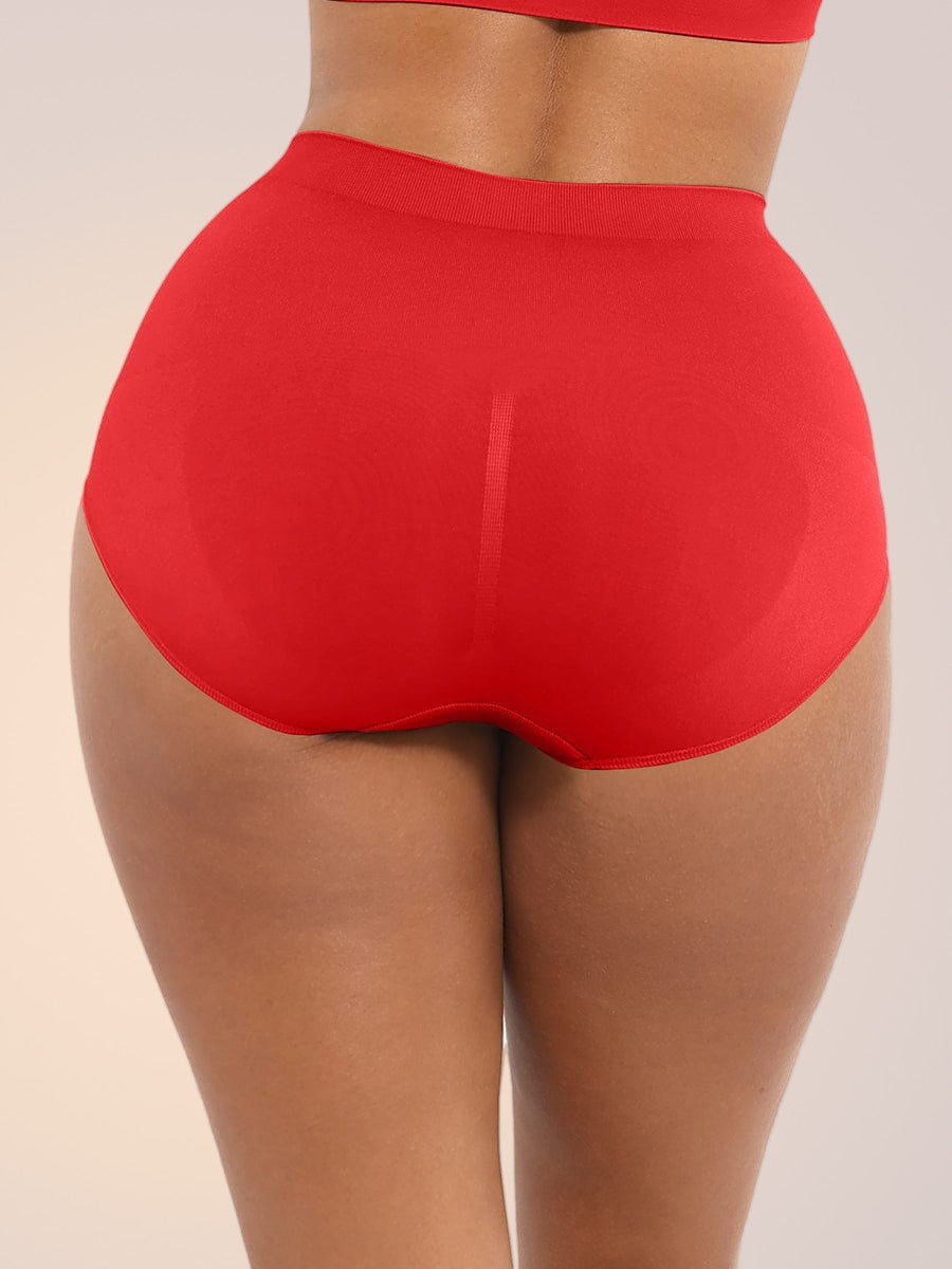 Skinzform Peach Brief in Red - high-waisted lifting brief, front view