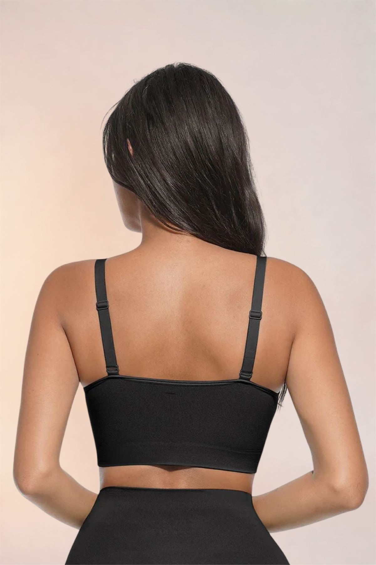 Skinzform Scoop Bralette in Noir, back view - straight back band and adjustable straps