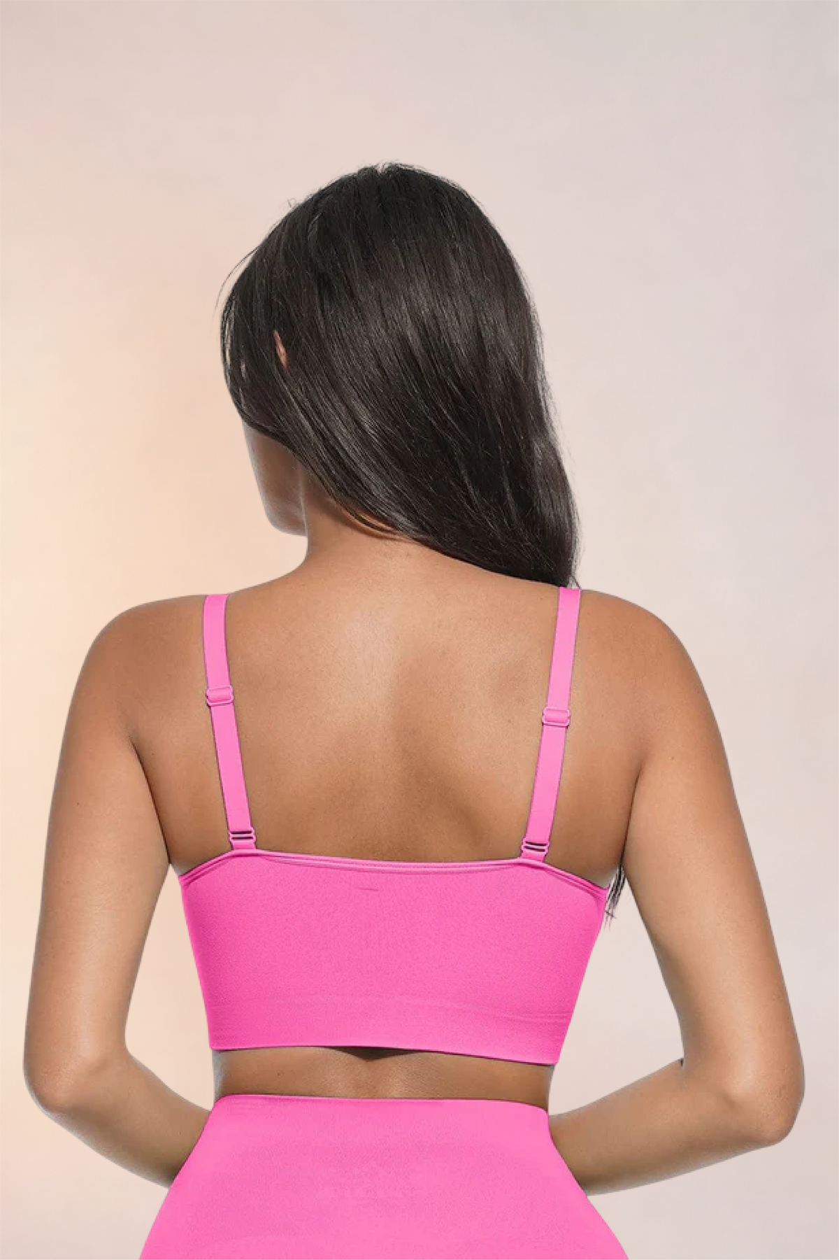 Skinzform Scoop Bralette in Pink, back view - straight back band and adjustable straps
