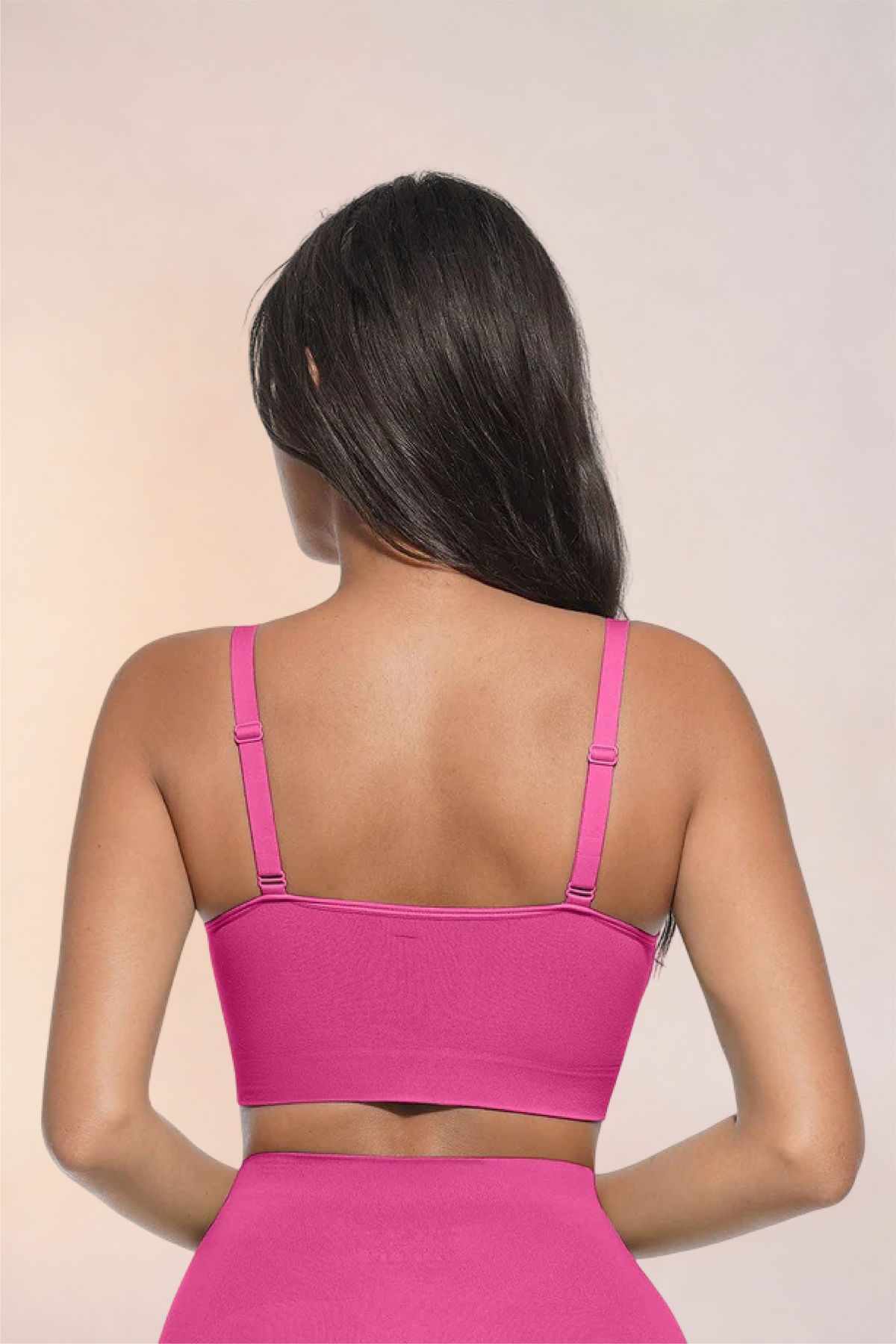 Skinzform Scoop Bralette in Rose, back view - straight back band and adjustable straps
