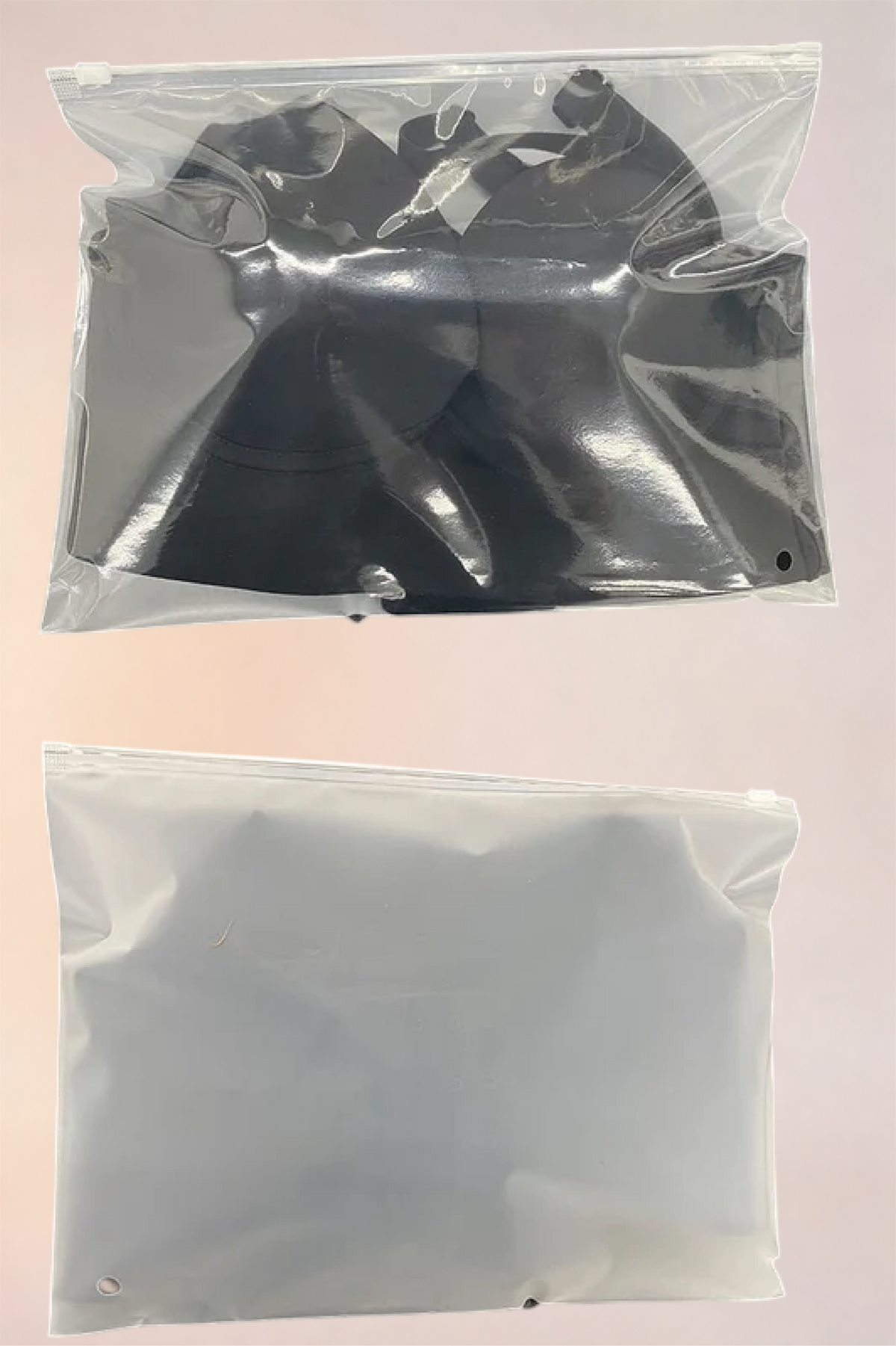 Retail packaging for the Skinzform Sculpt Bra in Noir, folded in a clear bag