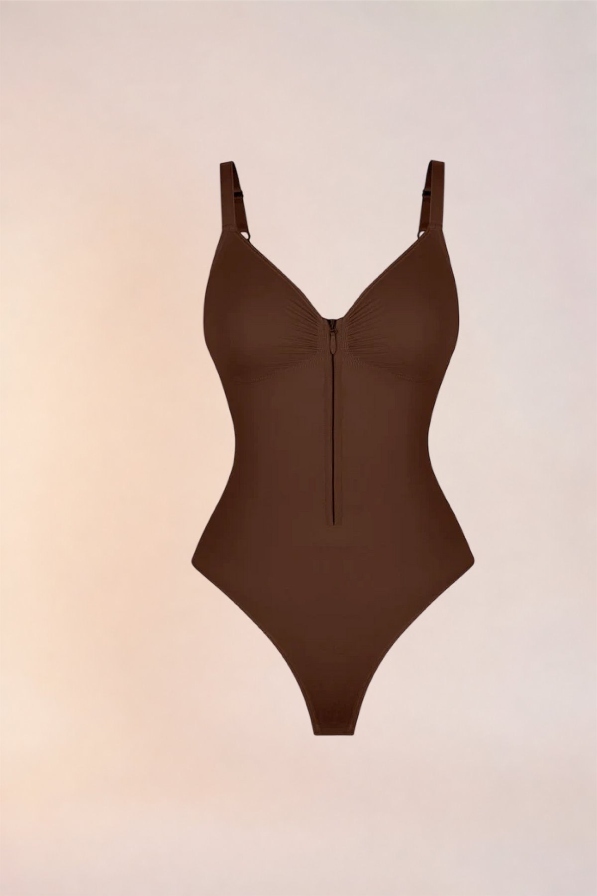 Skinzform Séjour Bodysuit in Cacao - product shot on an invisible mannequin, front view