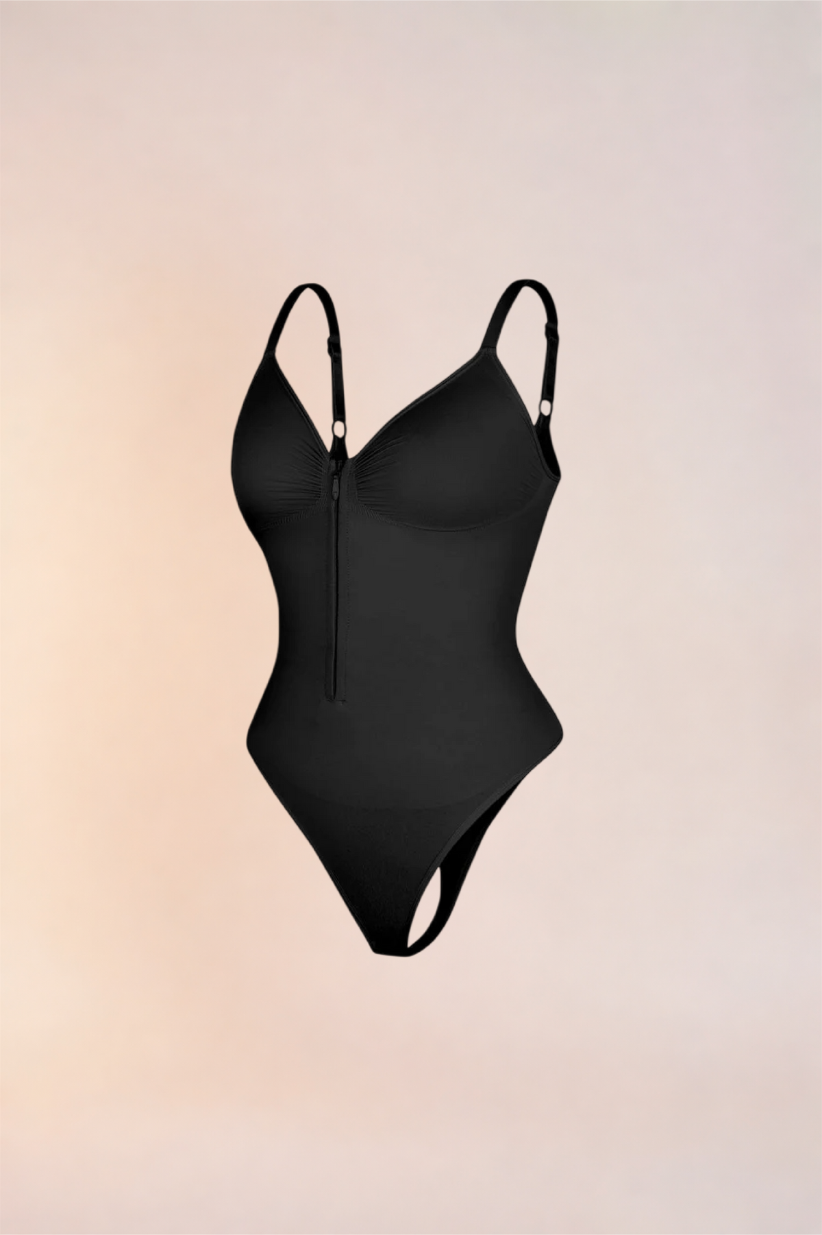 Skinzform Séjour Bodysuit in Noir - product shot on an invisible mannequin, front view