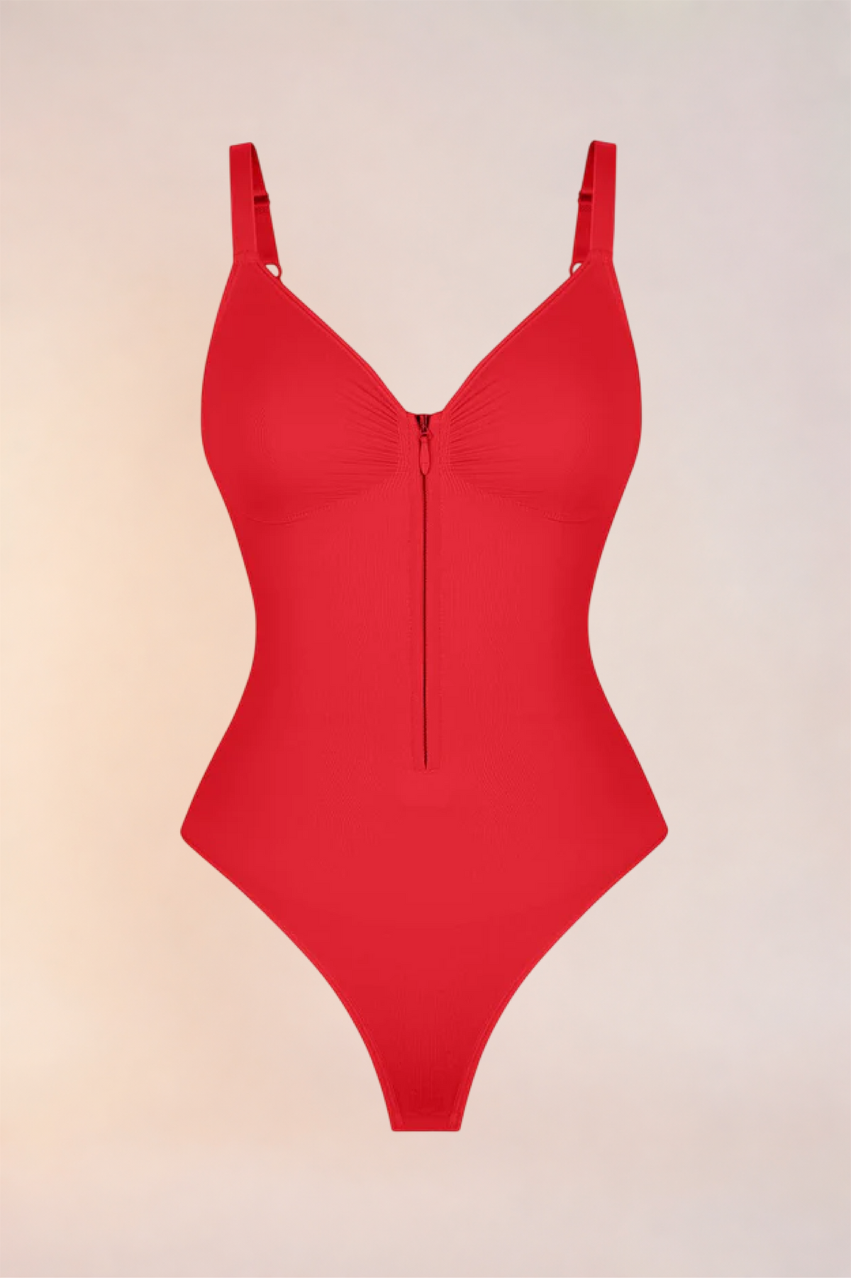Skinzform Séjour Bodysuit in Rouge - product shot on an invisible mannequin, front view