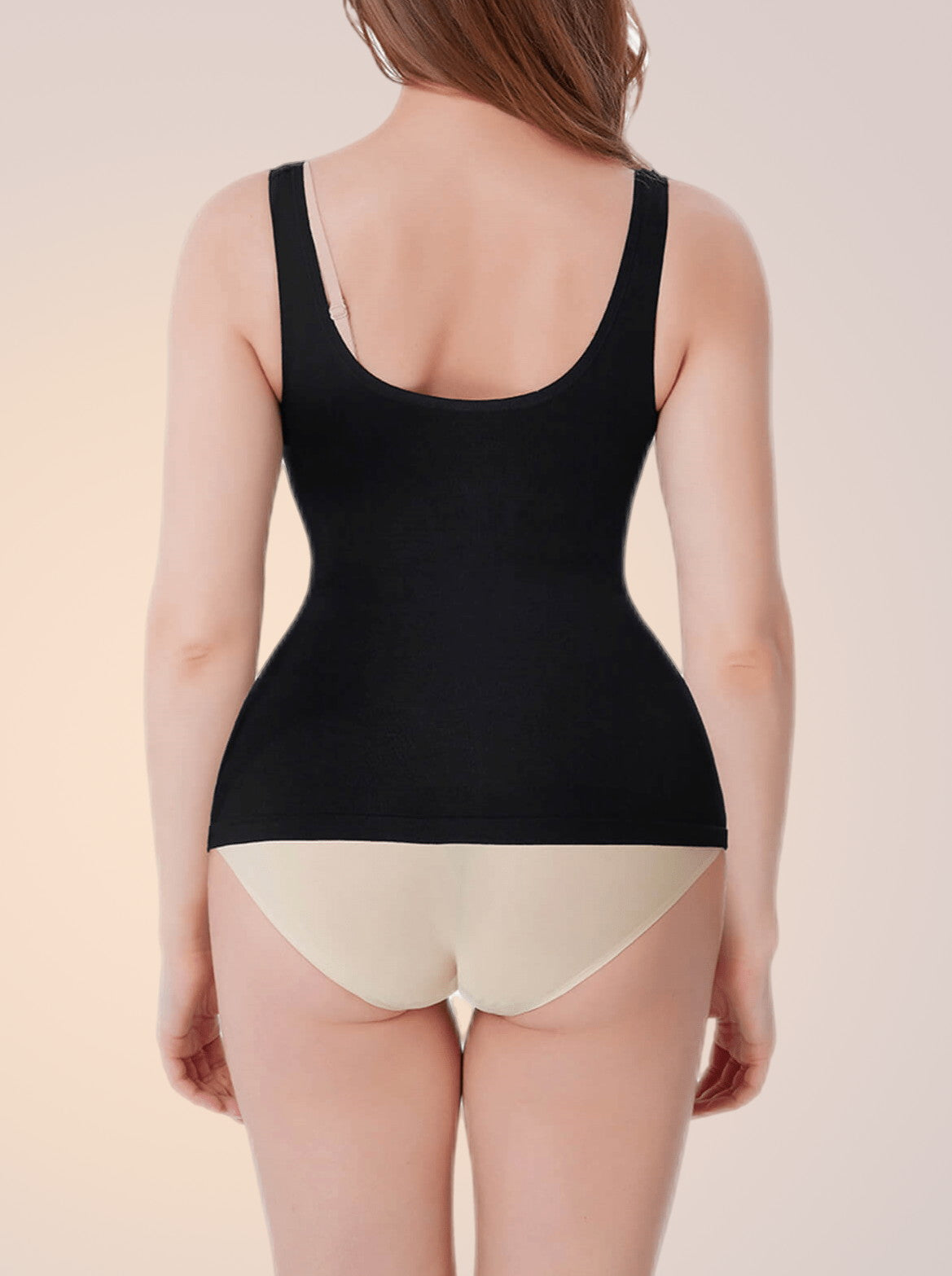 Skinzform Shape Vest in Noir, back view - seamless fit across the back