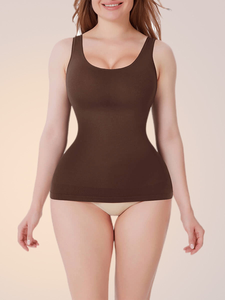 Skinzform Shape Vest in Cacao, front view on the model