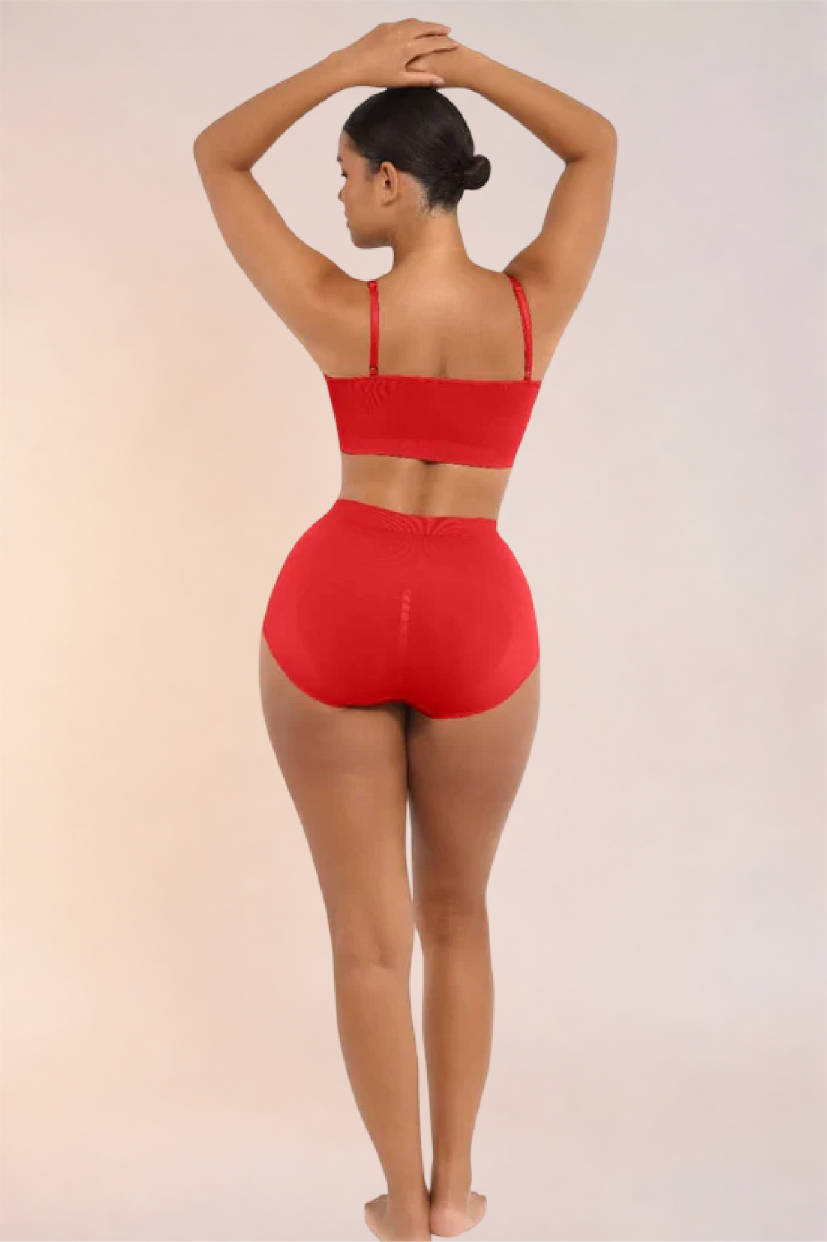 Skinzform Soutien Bra in Red - full-length back view on the model