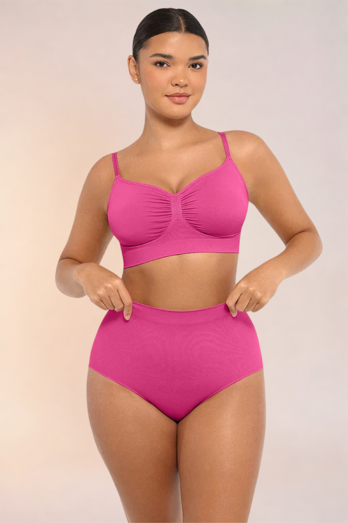 Skinzform Soutien Bra in Rose - front view on the model with arms crossed