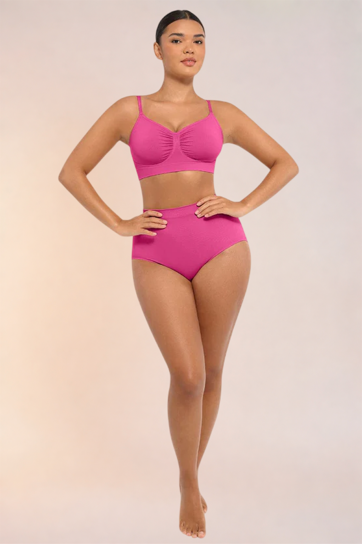 Skinzform Soutien Bra in Rose - full-length front view on the model